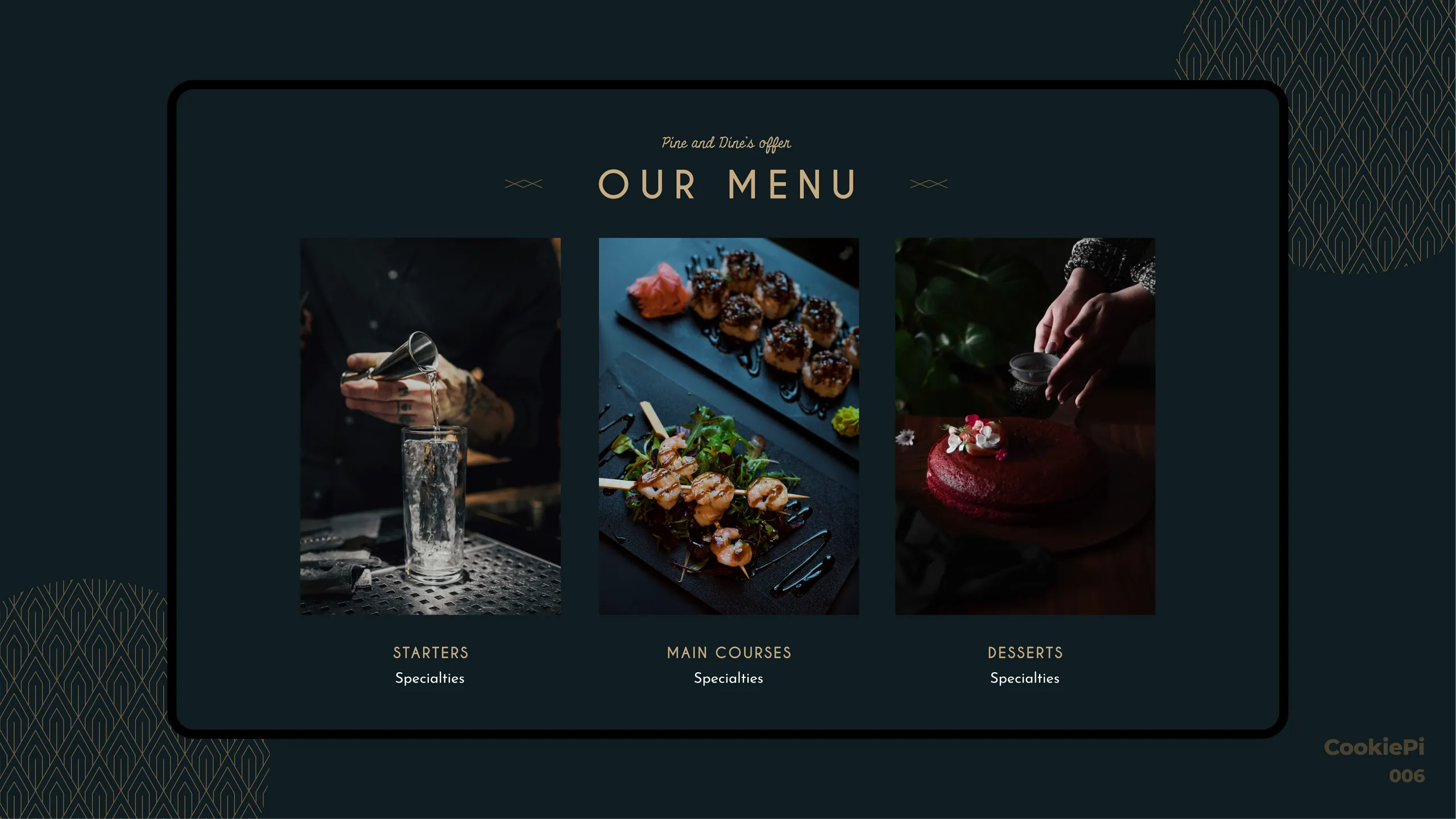 food websites mockups