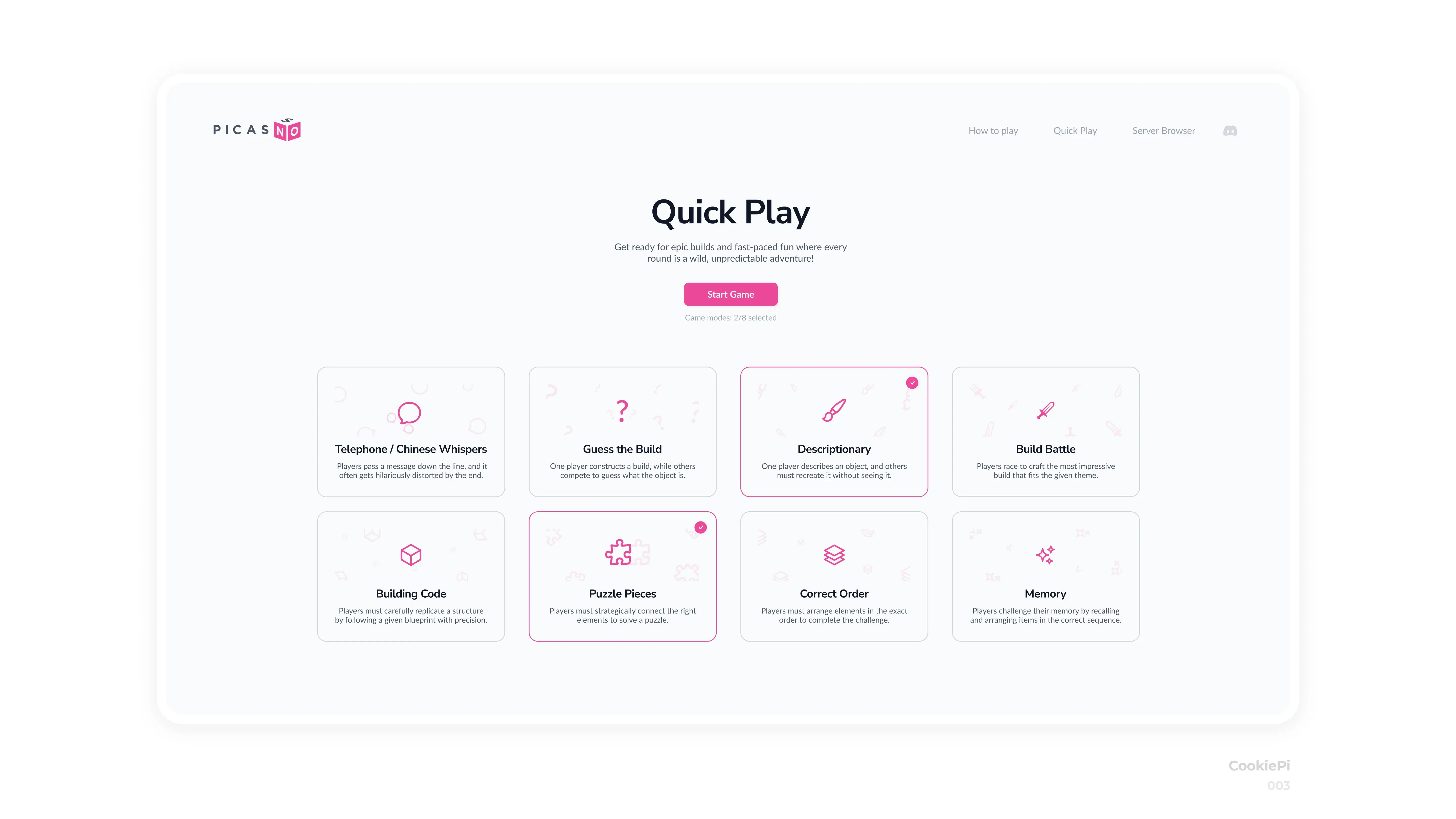 Picasno websites mockups